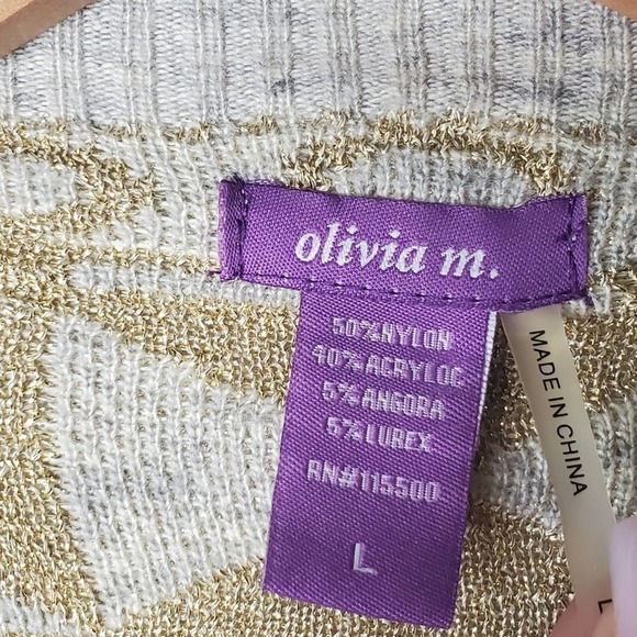 Olivia M. Sweater Cardigan Gray Gold Size L - Picture 5 of 7